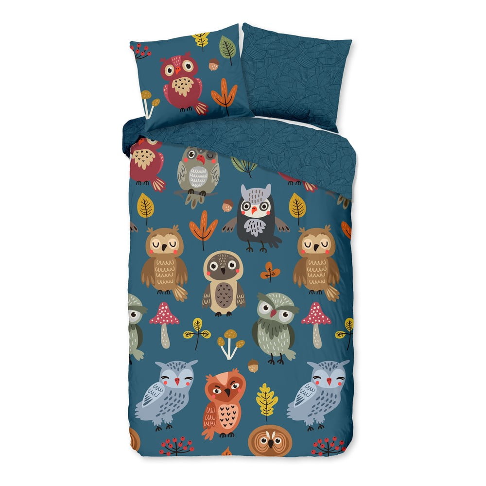 Lenjerie de pat din bumbac pentru copii Good Morning Owls, 140 x 220 cm bonami.ro