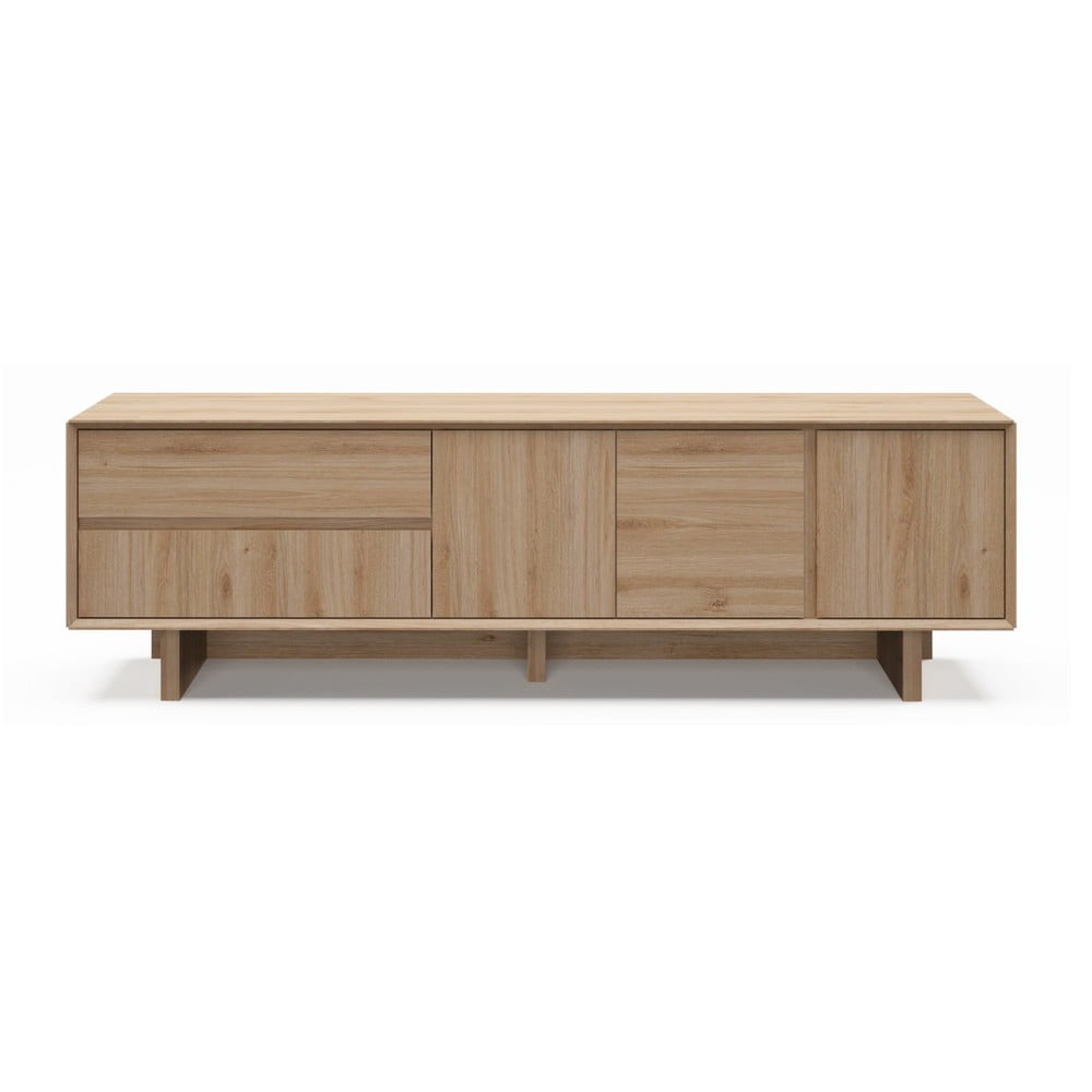 Comodă TV în culoare naturală cu aspect de lemn de stejar 180x55x45 cm Carpi – Marckeric