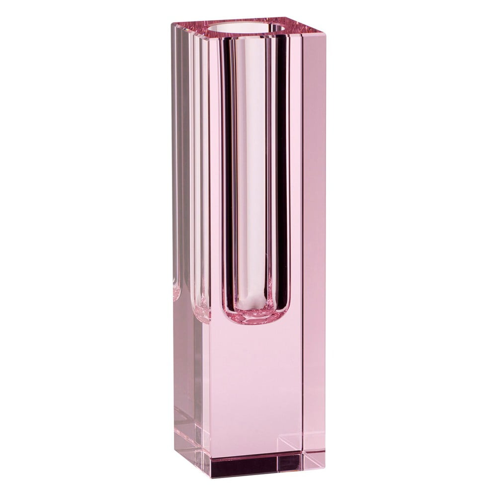 Vază din sticlă Hübsch Crystal, înălțime 18 cm, roz
