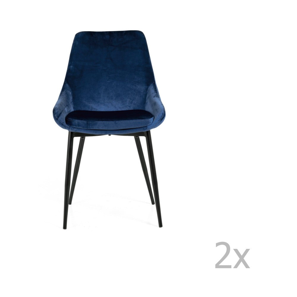 Set 2 scaune cu tapițerie din catifea Tenzo Lex, albastru închis bonami.ro