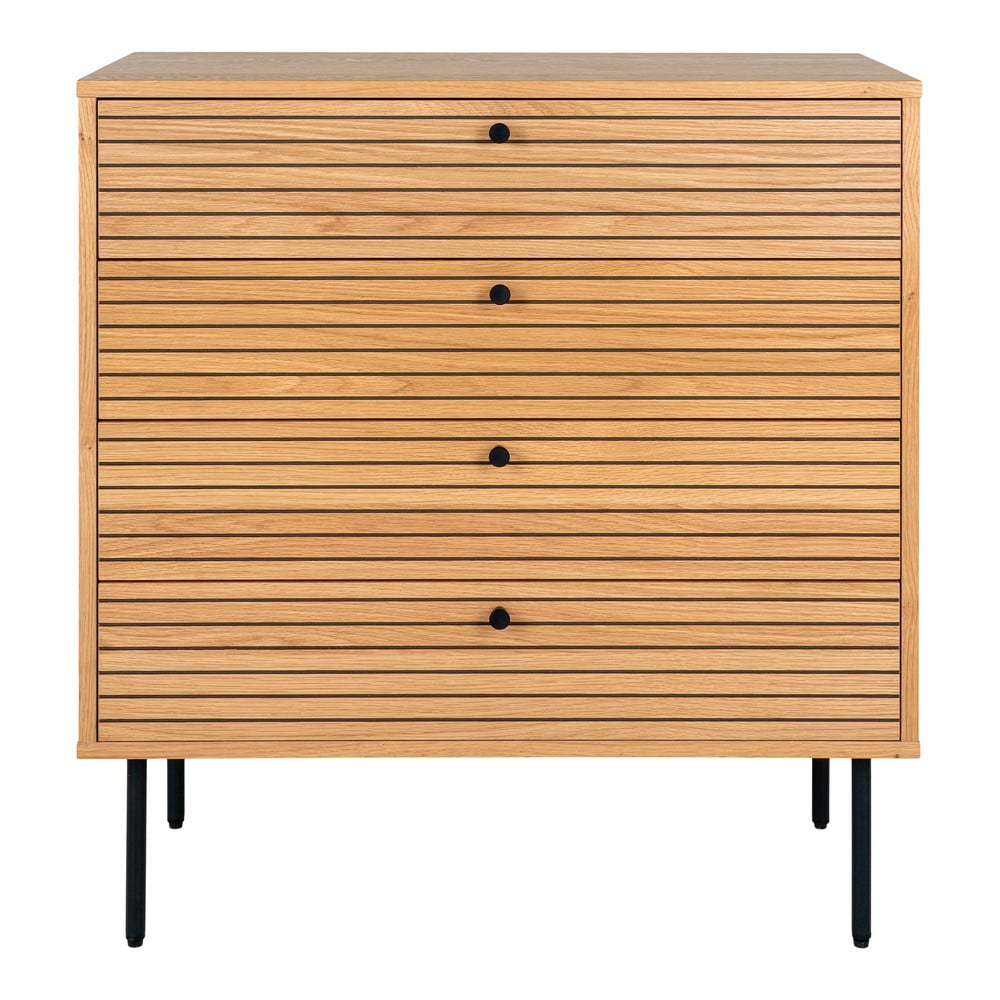 Comodă în culoare naturală înaltă cu aspect de lemn de stejar 80x85 cm Kyoto – House Nordic