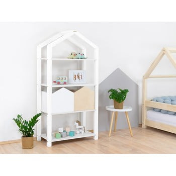 Bibliotecă din lemn pentru copii benlemi tally, 77,2 x 39 x 152,2 cm, alb