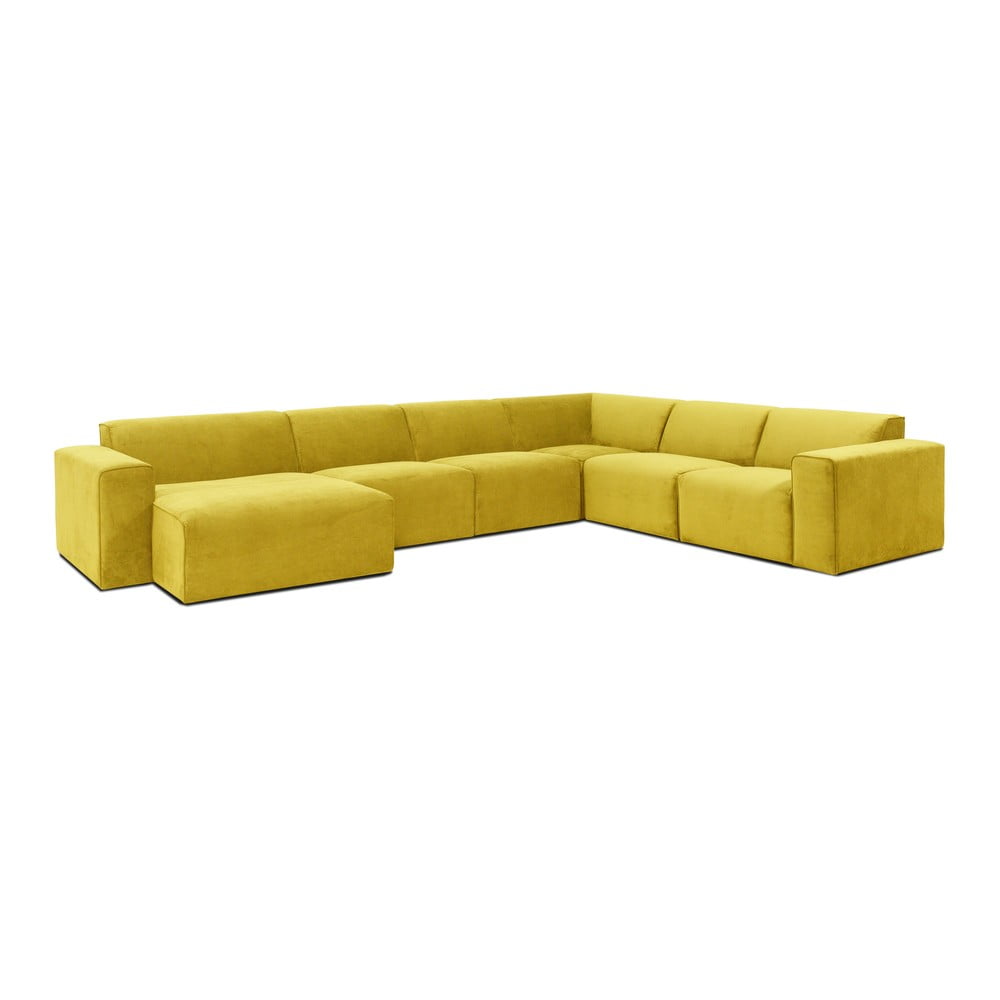 Canapea modulară cu tapițerie din reiat în formă de U colț pe stânga Scandic Sting, galben muștar bonami.ro imagine 2022