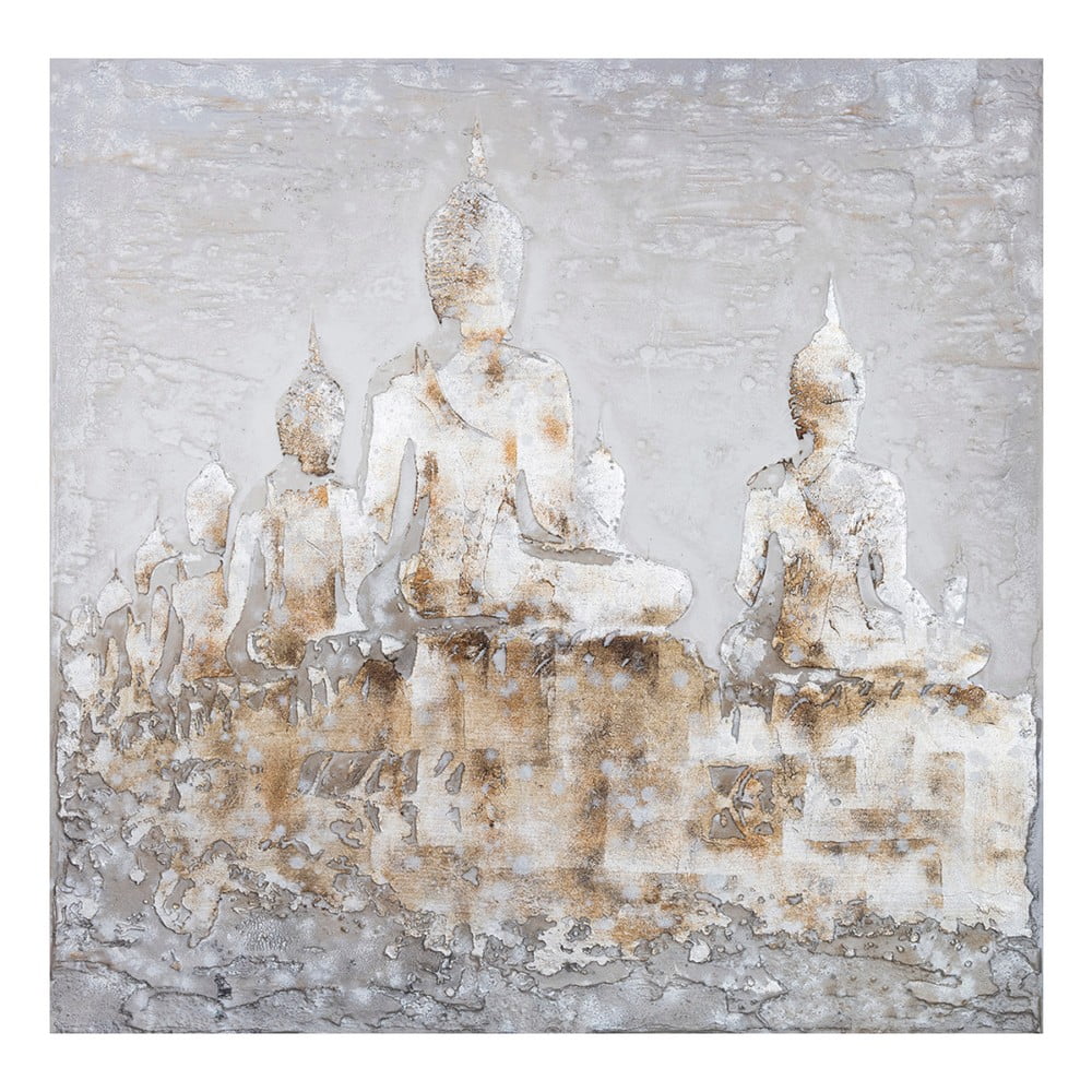 Tablou cu pictură în ulei pe pânză Moycor Quebec Buddhas, 100 x 100 cm