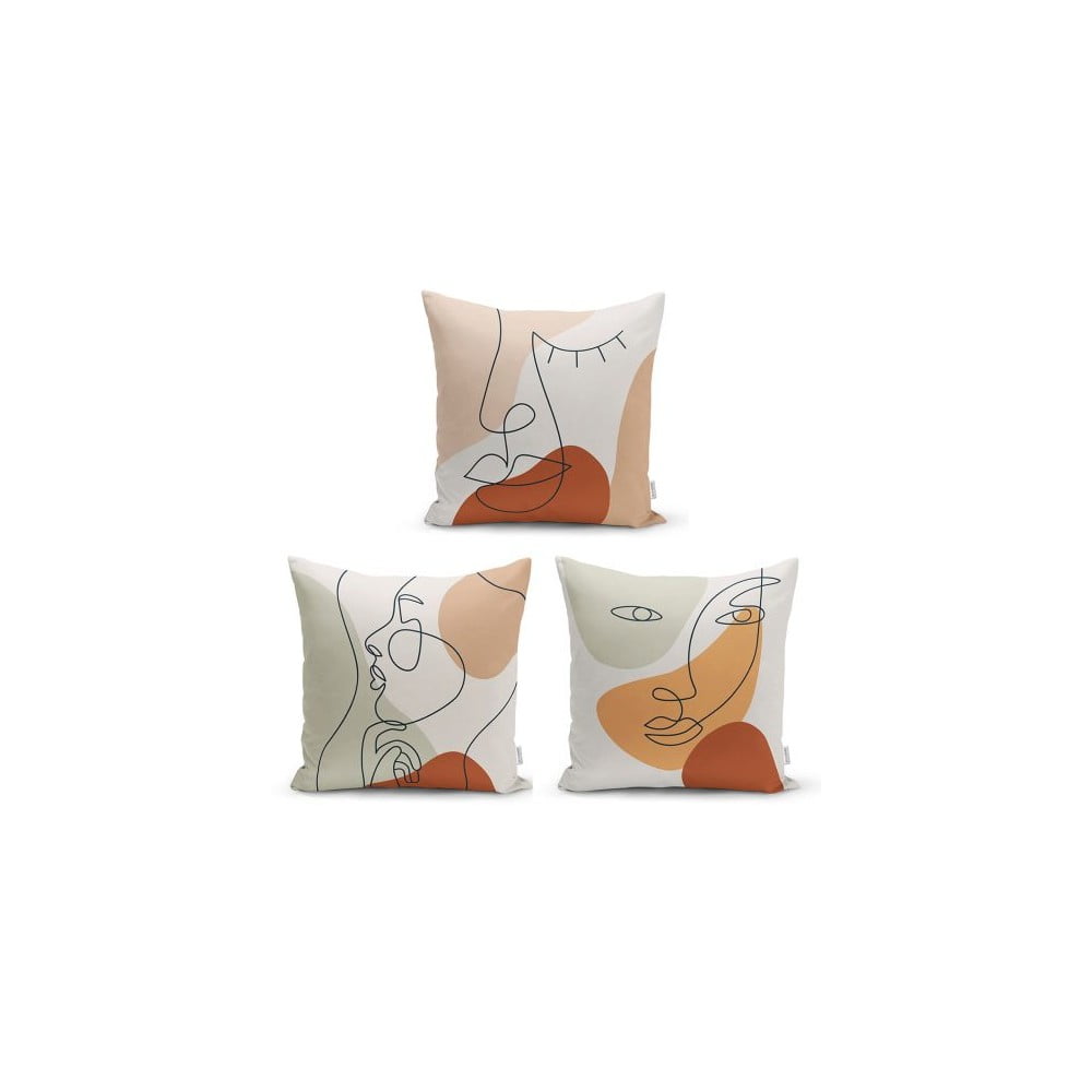 Set 3 fețe de pernă decorative Minimalist Cushion Covers Woman Face, 45 x 45 cm bonami.ro
