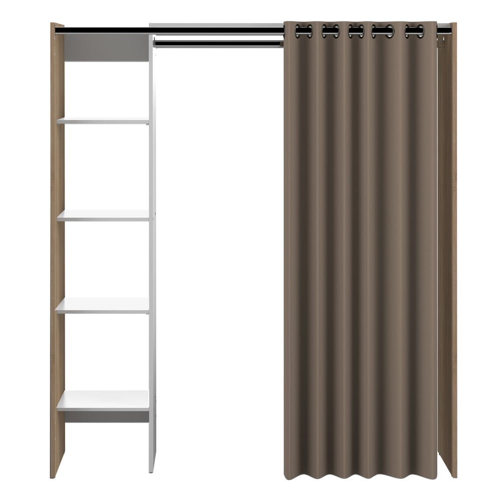 Dulap alb-maroniu cu aspect de stejar 160x182 cm Tom - TemaHome