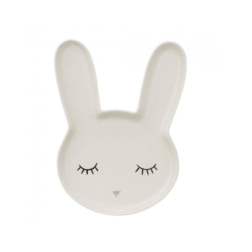 Farfurie din gresie pentru copii Bloomingville Mini Smilla Bunny, alb Bloomingville Mini imagine 2022