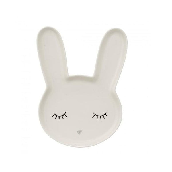 Farfurie din gresie pentru copii Bloomingville Mini Smilla Bunny, alb