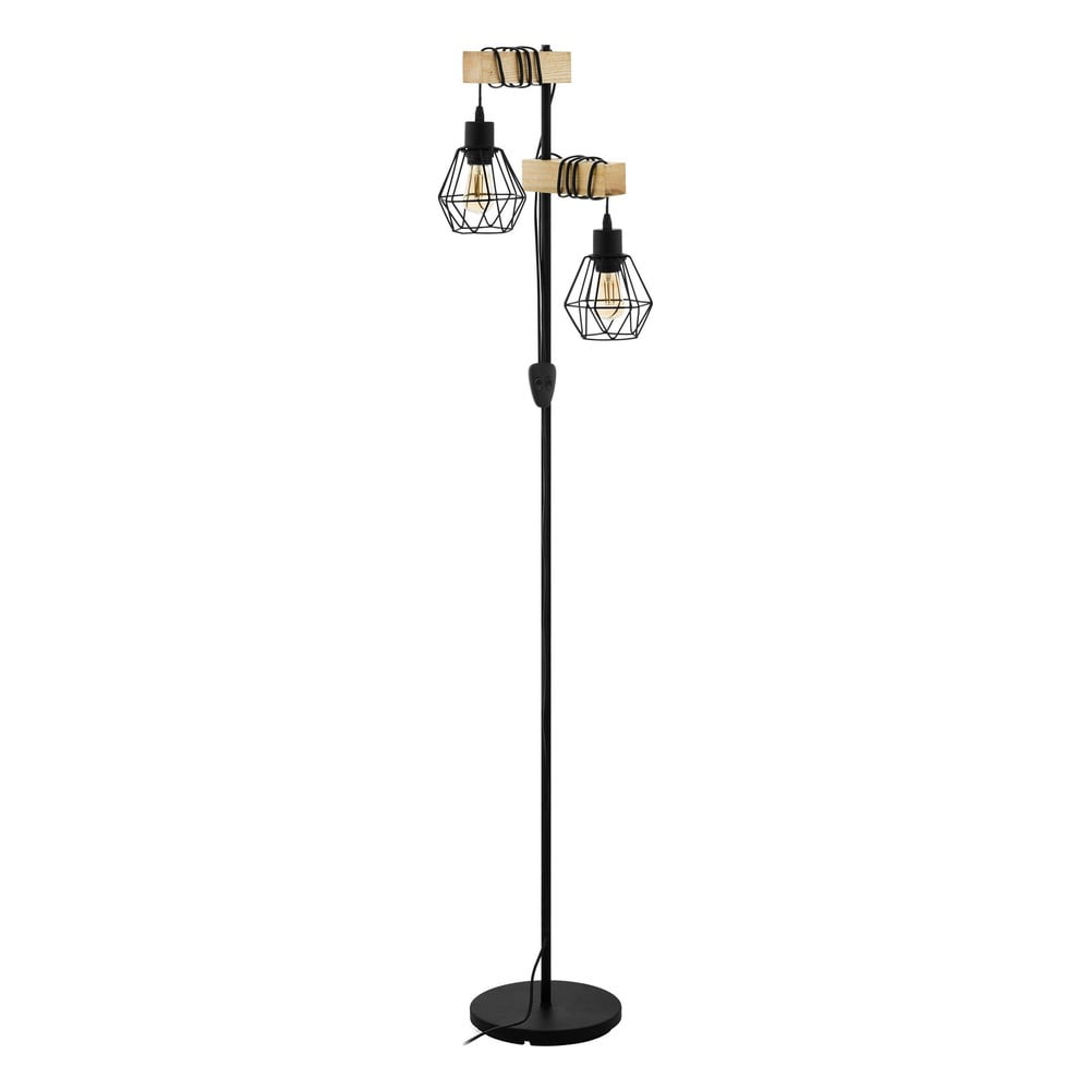 Lampadar negru/în culoare naturală (înălțime 166,5 cm) TOWNSHEND 5 – EGLO