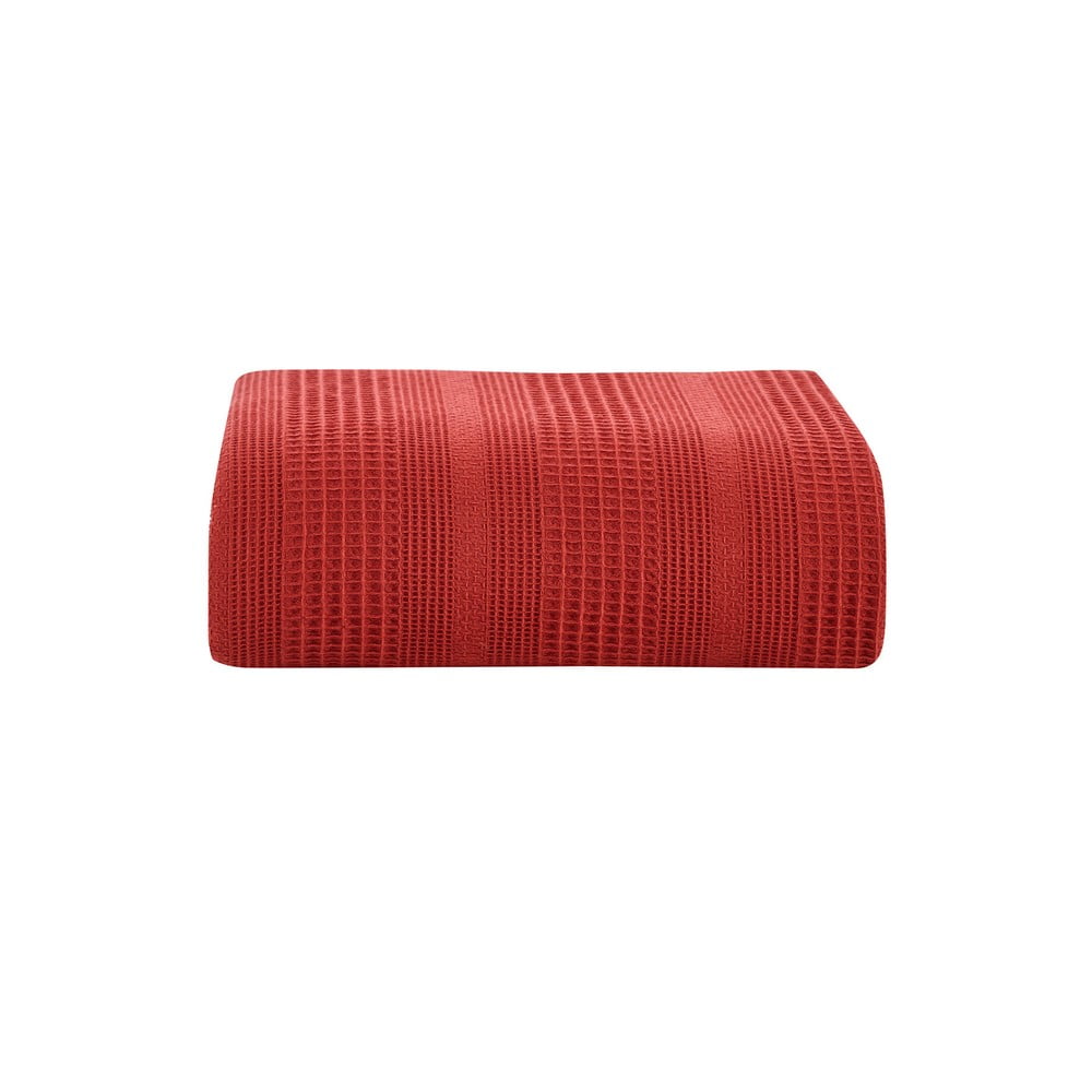 Cuvertură roșie din bumbac pentru pat dublu 220×235 cm Leona – Mijolnir 220x235 pret redus