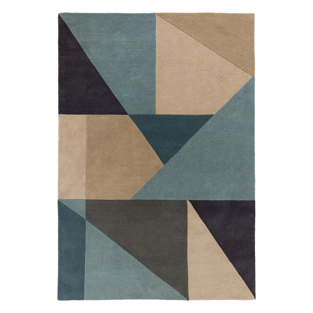 Covor din lână albastru-bej 170x120 cm arlo harper - flair rugs