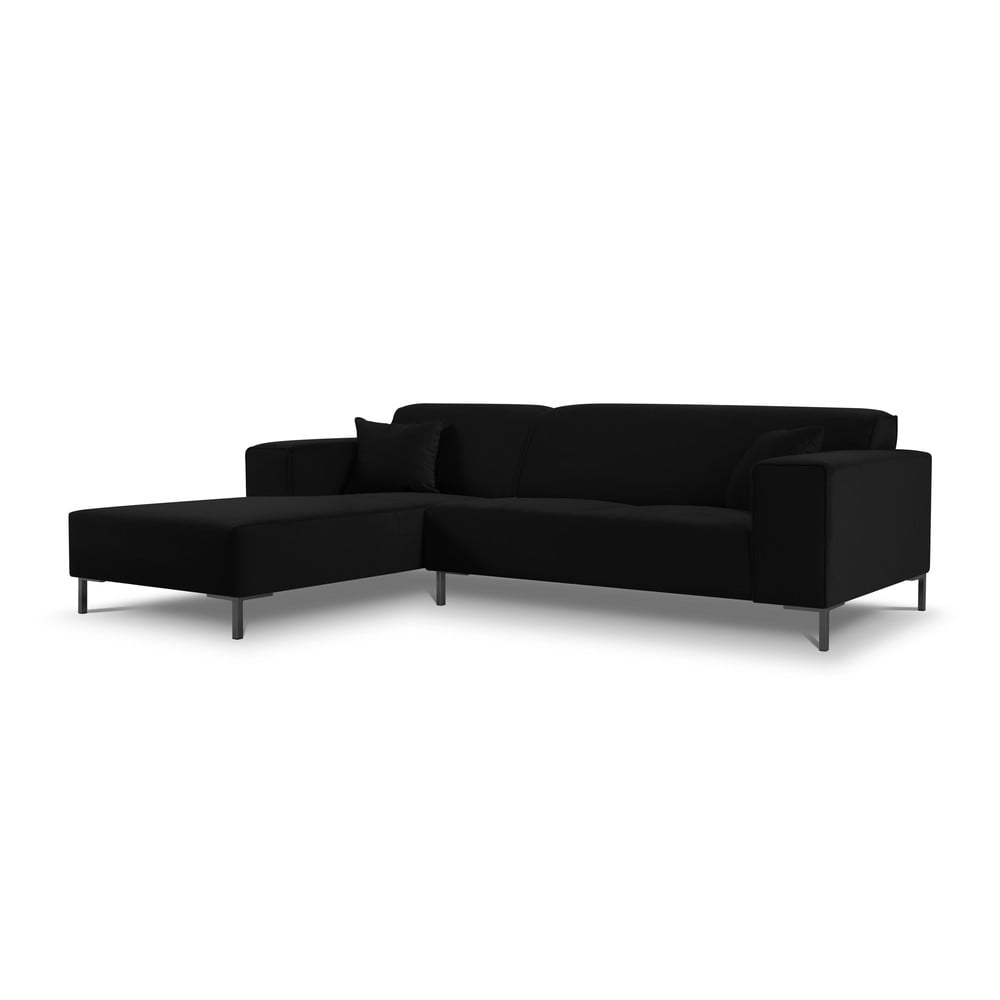 Colțar din catifea cu extensie pe partea stângă cosmopolitan design siena, negru