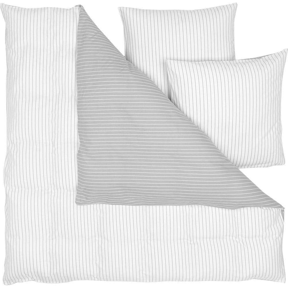 Lenjerie de pat din flanelă westwing collection talin, 200 x 200 cm, alb-gri