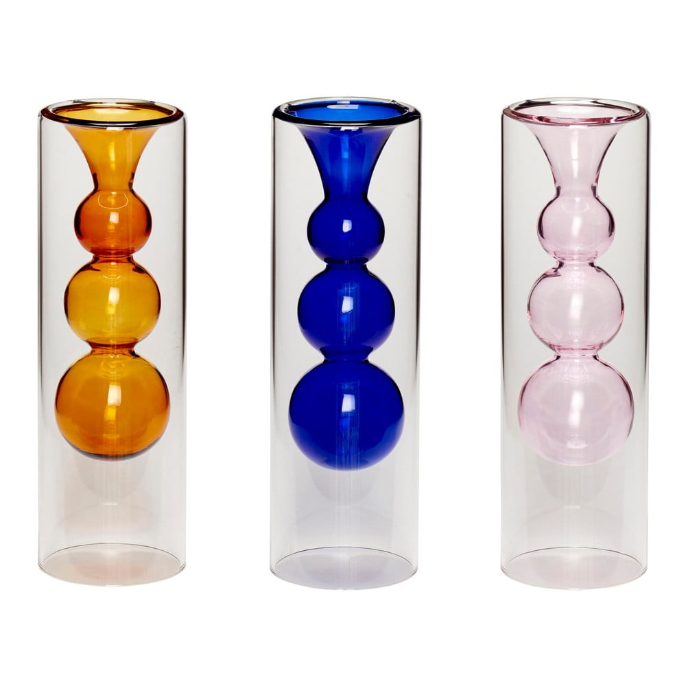 Set 3 vaze din sticlă Hübsch Colors, înălțime 23 cm bonami.ro imagine 2022