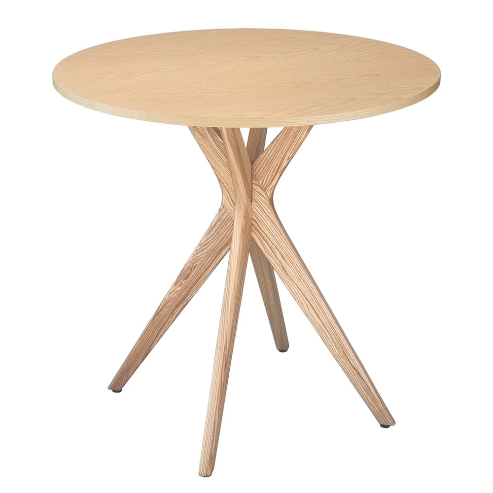 Masă de dining rotundă cu blat cu aspect de lemn de frasin ø 80 cm Jubi – Ragaba