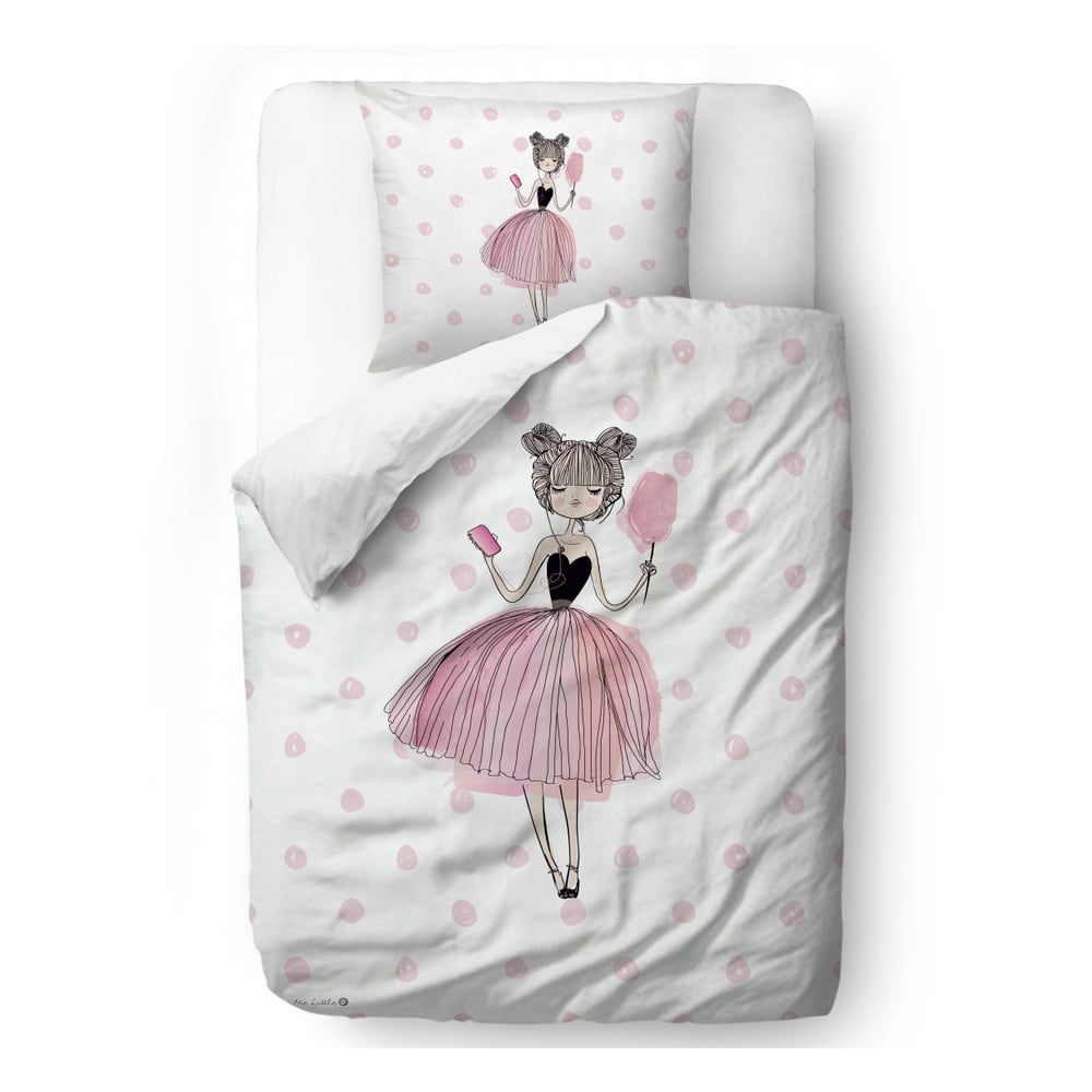Lenjerie de pat din bumbac pentru copii Mr. Little Fox Pink Girls, 100 x 130 cm bonami.ro
