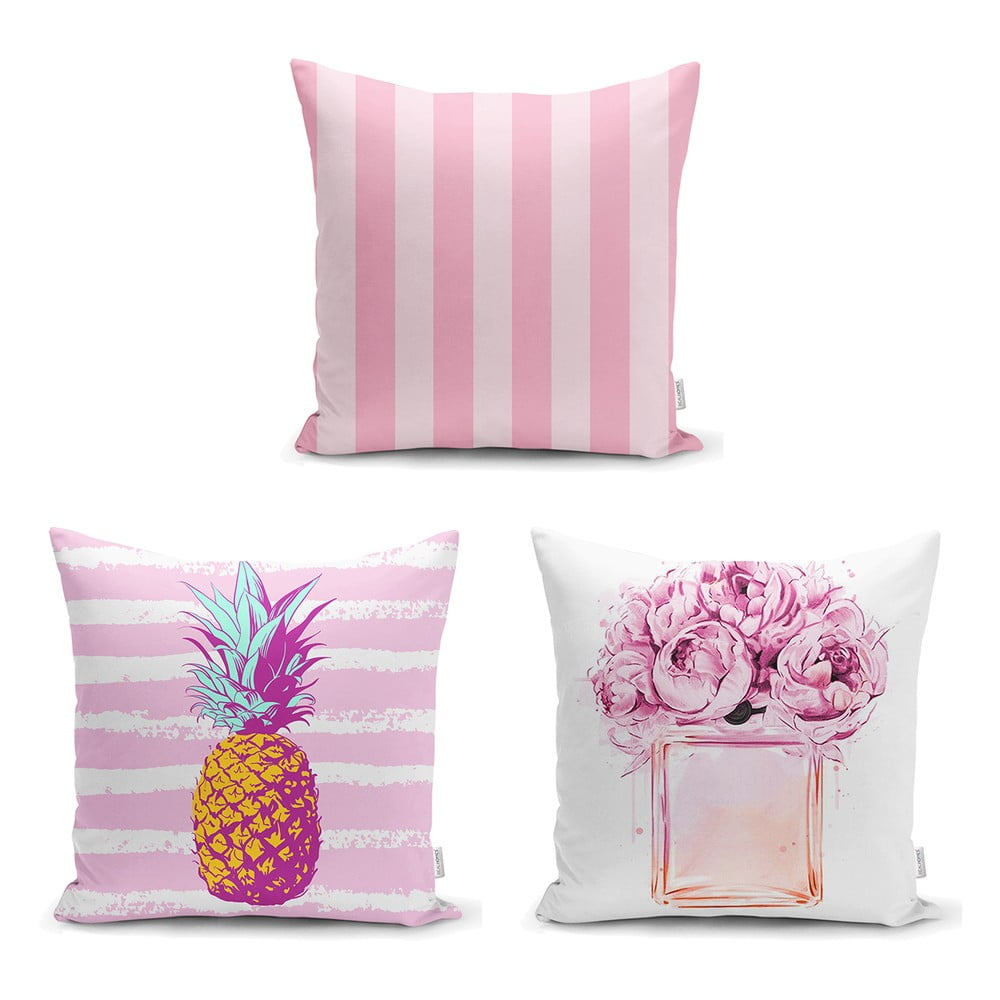 Set 3 fețe de pernă Minimalist Cushion Covers Pink Striped, 45 x 45 cm bonami.ro imagine noua