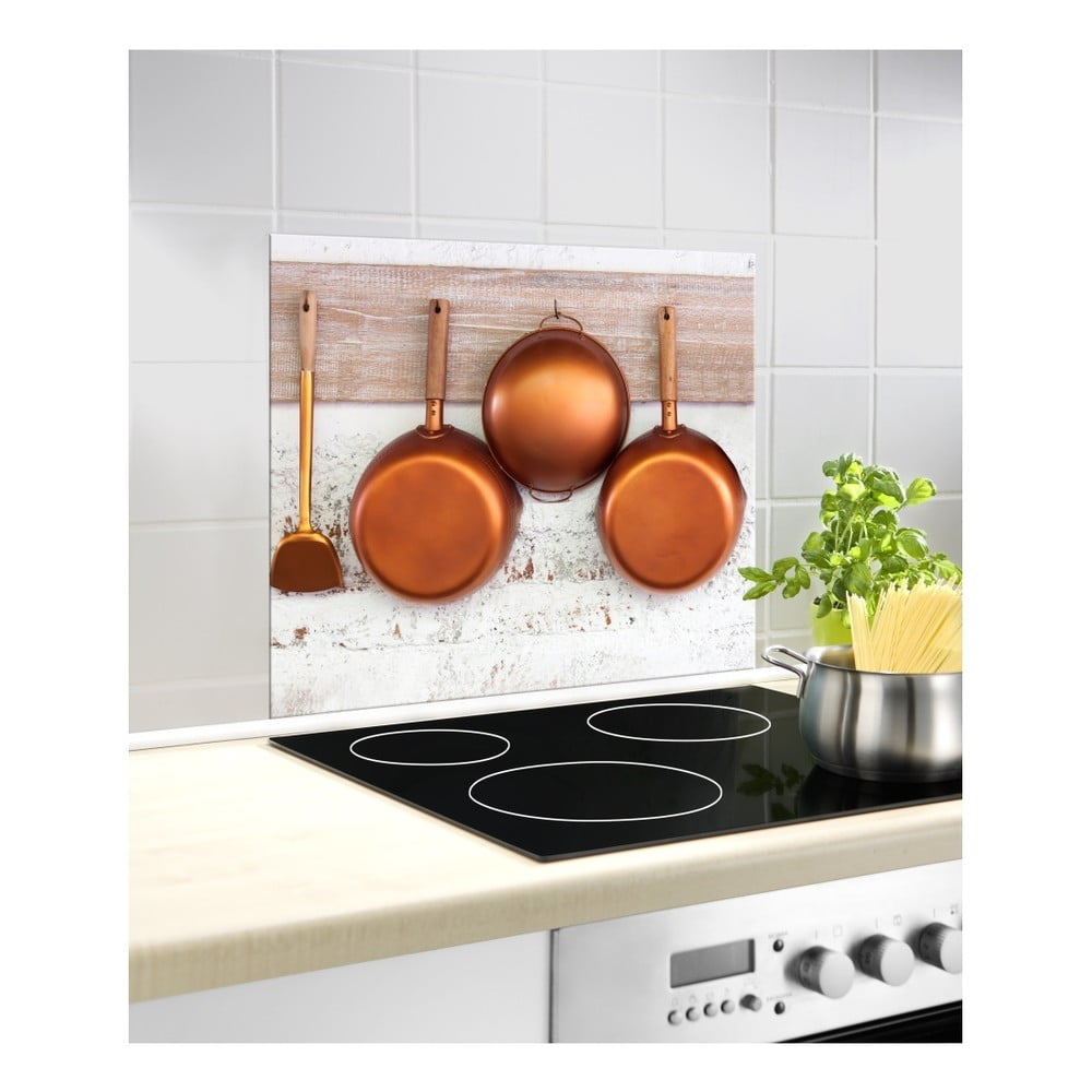 Protecție din sticlă pentru peretele din spatele aragazului Wenko Copper Pans, 60 x 50 cm