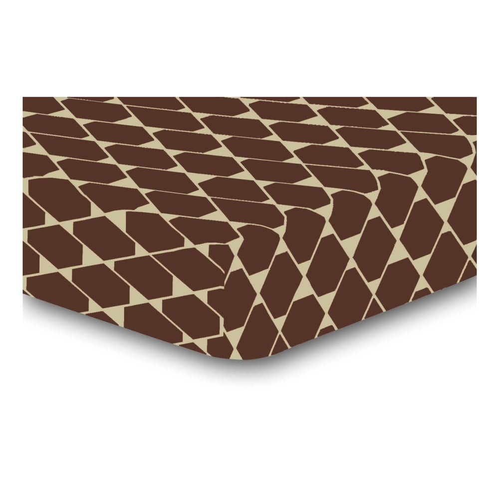 Cearșaf cu elastic, din microfibră DecoKing Rhombuses, 200 x 220 cm, maro bonami.ro imagine noua