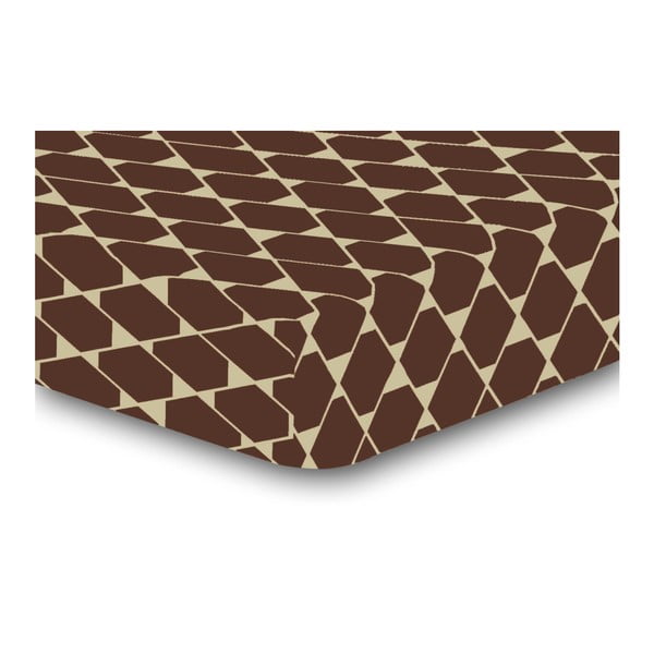 Cearșaf cu elastic, din microfibră DecoKing Rhombuses, 200 x 220 cm, maro