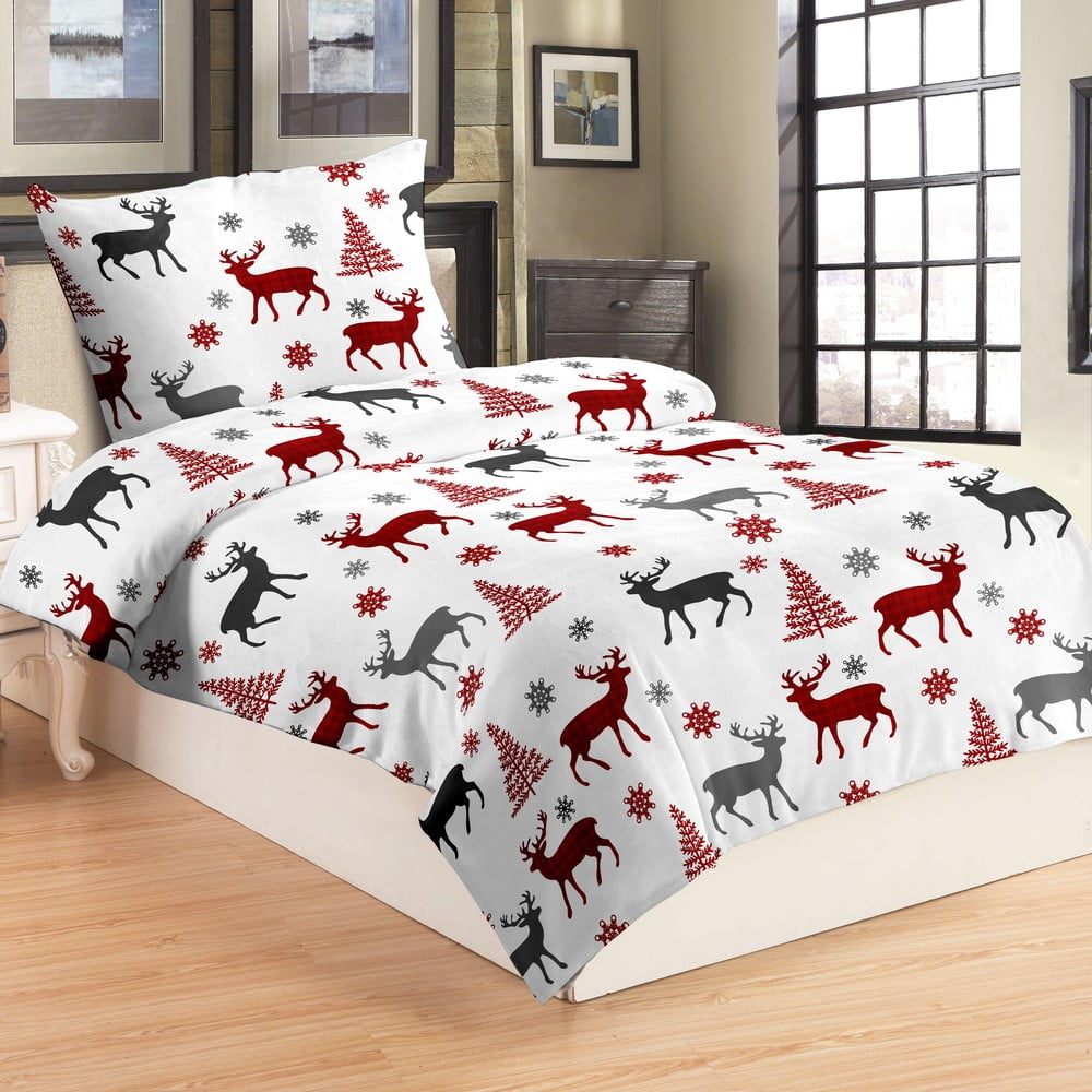 Lenjerie de pat din micropluș My House Deer, 140 x 200 cm, roșu bonami.ro imagine noua