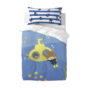 Lenjerie de pat din amestec de bumbac pentru copii happynois yellow submarien, 120 x 100 cm