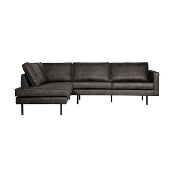 Colțar din piele artificială cu șezlong pe partea stângă bepurehome rodeo, negru