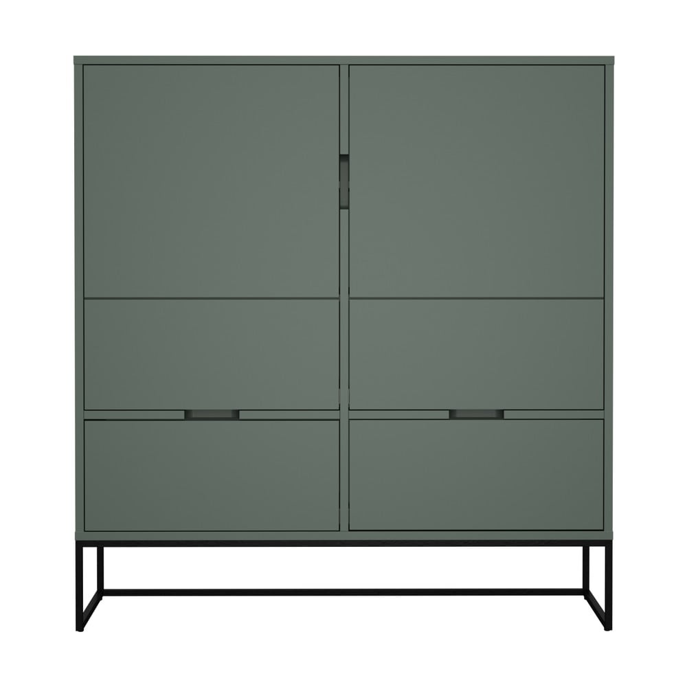 Dulap cu 2 uși și 4 sertare, MISTY Tenzo Lipp, înălțime 127 cm, verde bonami.ro