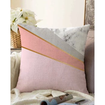 Față de pernă din amestec de bumbac minimalist cushion covers marble, 55 x 55 cm, roz-verde