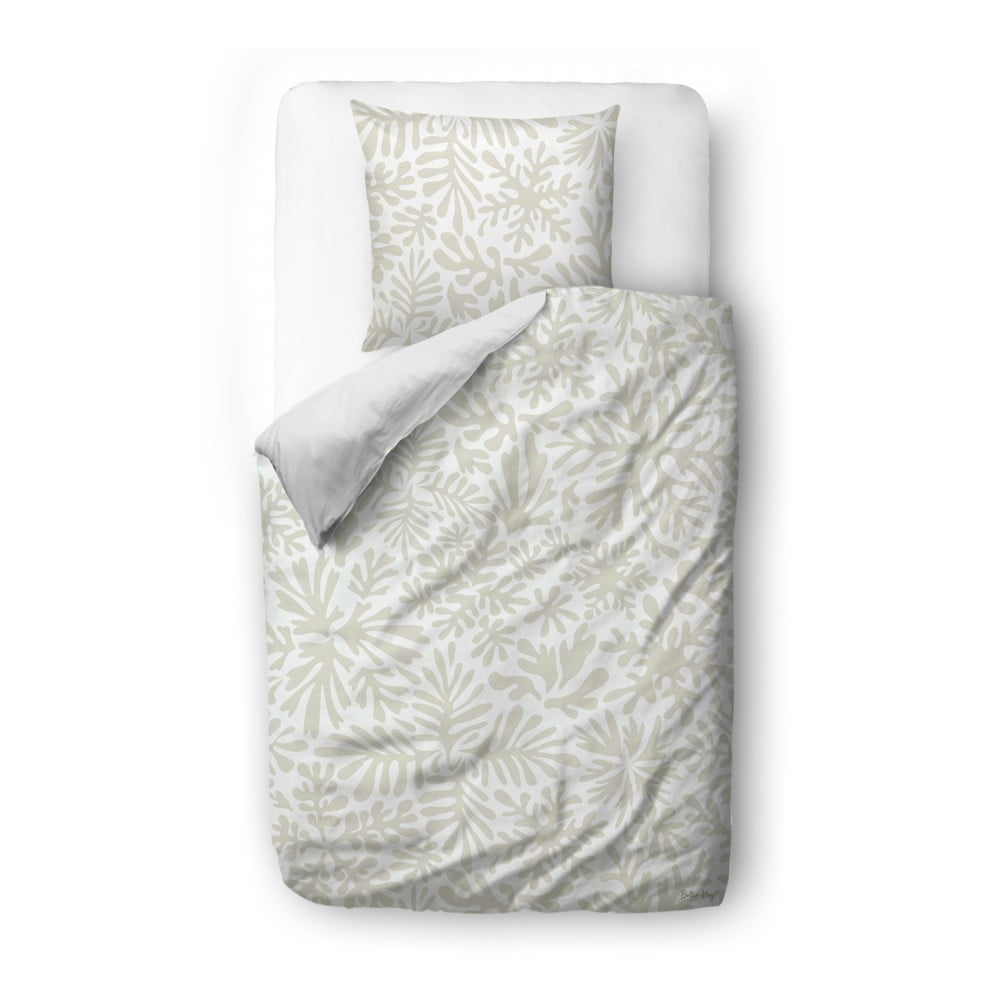 Lenjerie de pat albă/gri deschis din bumbac satinat pentru pat de o persoană 140x200 cm – Butter Kings