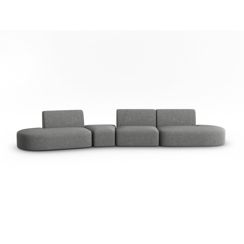 Canapea gri cu tapițerie din chenille cu colț pe partea stângă 428 cm Paolo – Milo Casa