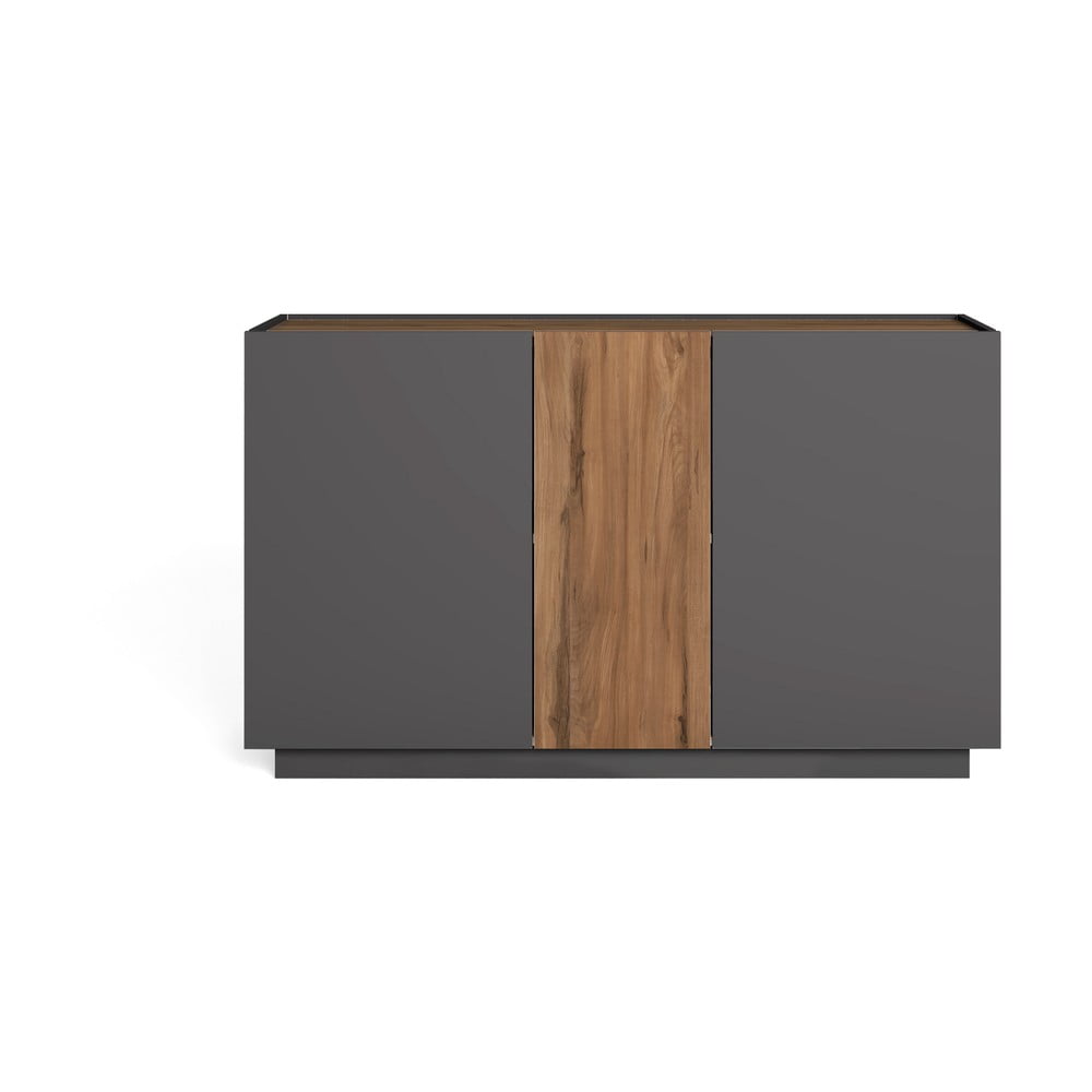 Comodă gri/în culoare naturală cu aspect de lemn de stejar 130×78 cm Udine – Marckeric 130x78 imagine noua