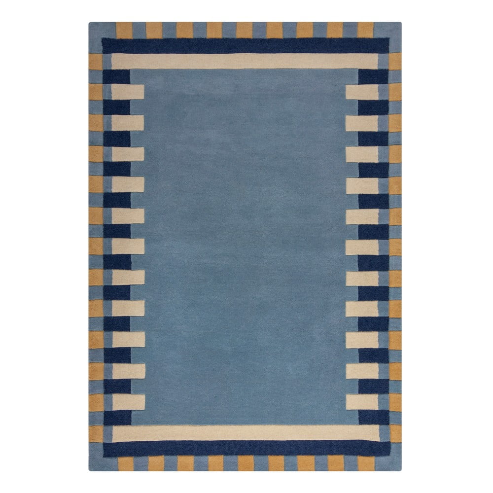 Covor albastru țesut manual din lână 120x170 cm Kai Wool Border – Flair Rugs