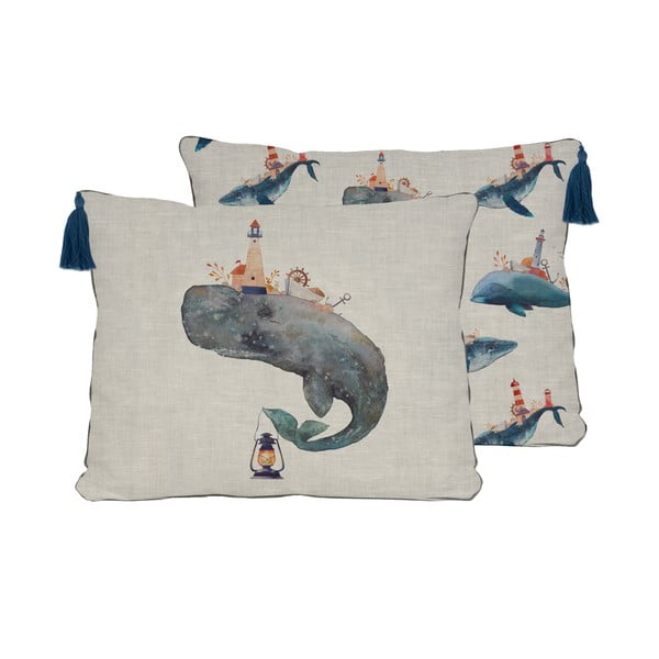 Set 2 perne Little Nice Things Whale, 50 x 35 cm