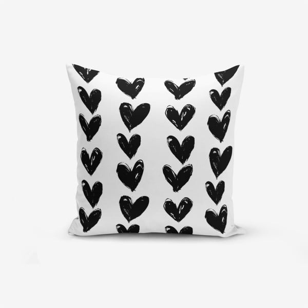 Față de pernă cu amestec din bumbac Minimalist Cushion Covers Black Heart, 45 x 45 cm