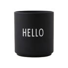 Cană din porțelan Design Letters Favourite Hello, negru