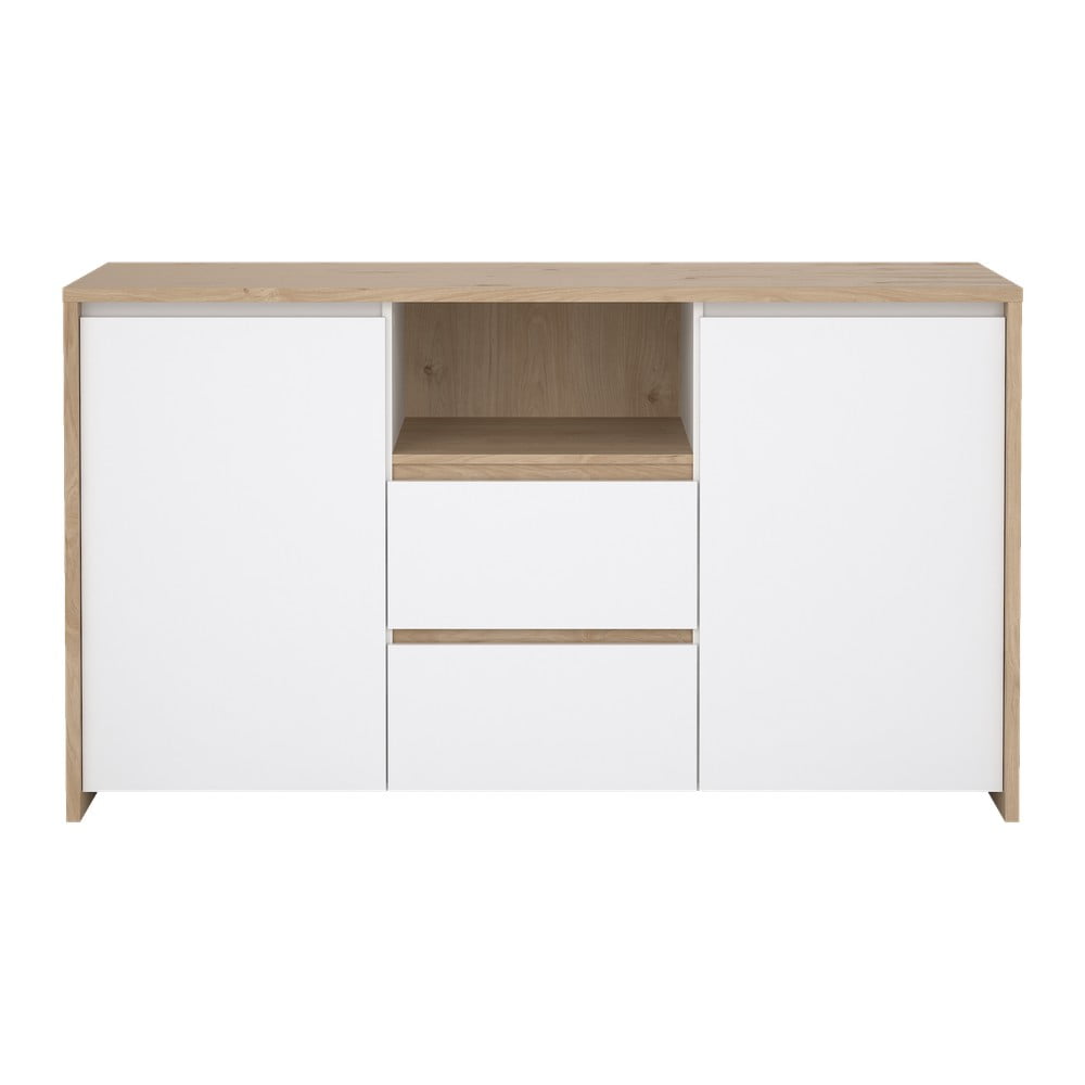 Comodă albă-în culoare naturală cu aspect de lemn de stejar 149x84x48 cm Next – Tvilum