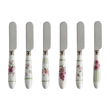 Set 6 cuțite pentru unt cu mâner din ceramică Brandani Nonna Rosa