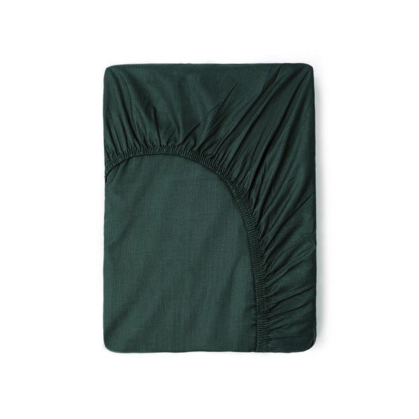 Cearșaf elastic din bumbac Good Morning, 180 x 200 cm, verde olive