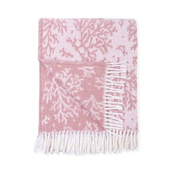 Pled din amestec de bumbac euromant coral, 140 x 180 cm, roz