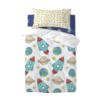 Lenjerie de pat din bumbac pentru copii, pentru pat de o persoană Mr. Fox Space Rocket, 115 x 145 cm bonami.ro