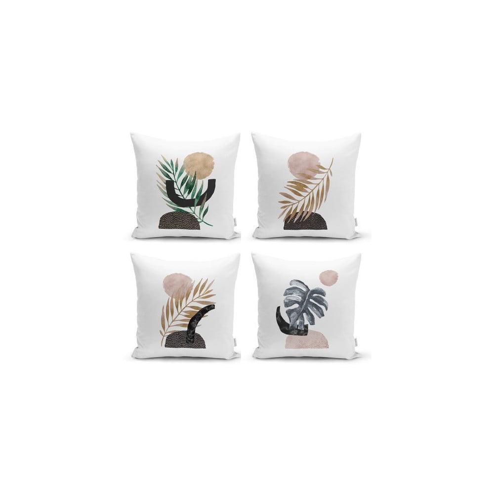 Set 4 fețe de pernă decorative Minimalist Cushion Covers Geometric Leaf, 45 x 45 cm bonami.ro imagine noua