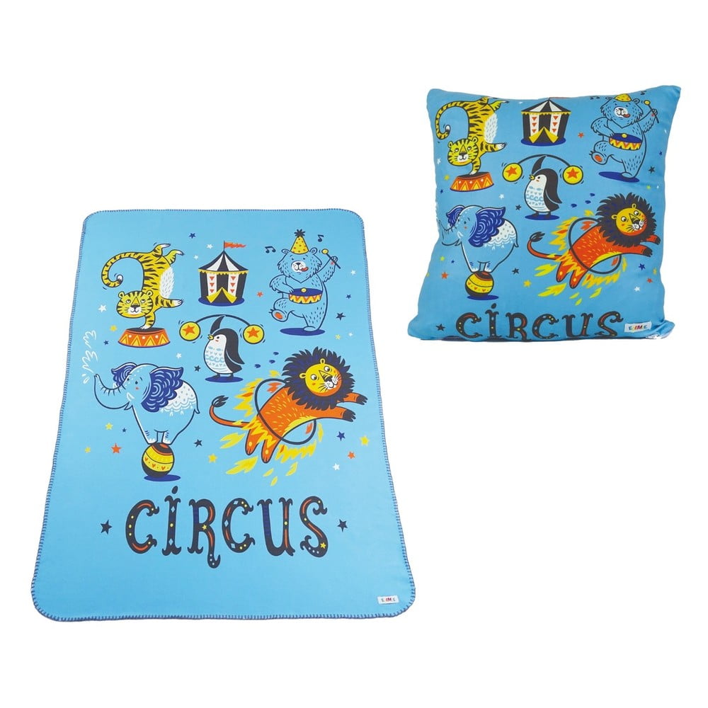 Set pătură și față de pernă pentru copii albastră 85x125 cm – OYO kids