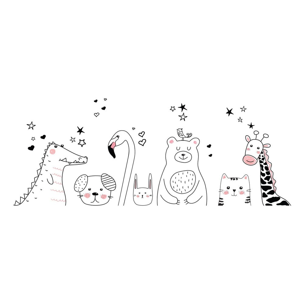 Autocolant de perete pentru copii ambiance night watch animals, 90 x 60 cm