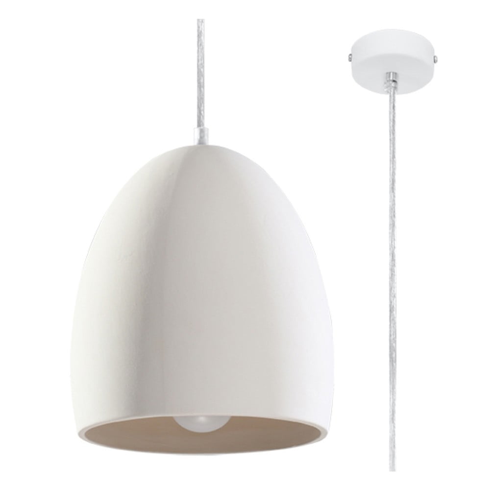 Lustră albă cu abajur din ceramică ø 30 cm Fonsie – Nice Lamps