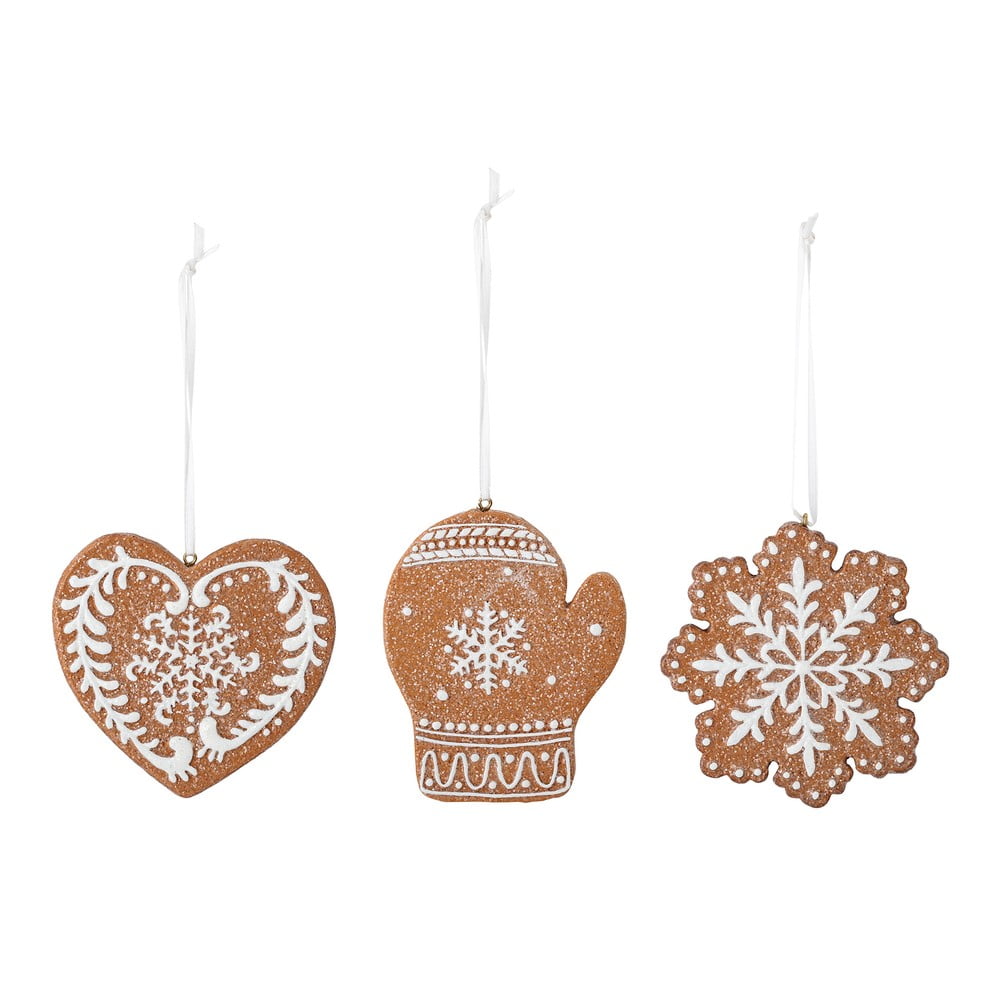  Ornamente de Crăciun suspendate în set de 3 Pearl - Bloomingville 