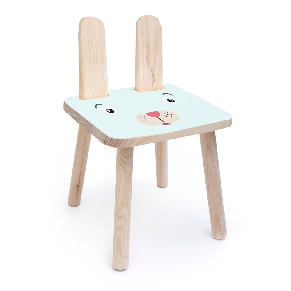 Scăunel din lemn de pin pentru copii Little Nice Things Bunny, albastru bonami.ro