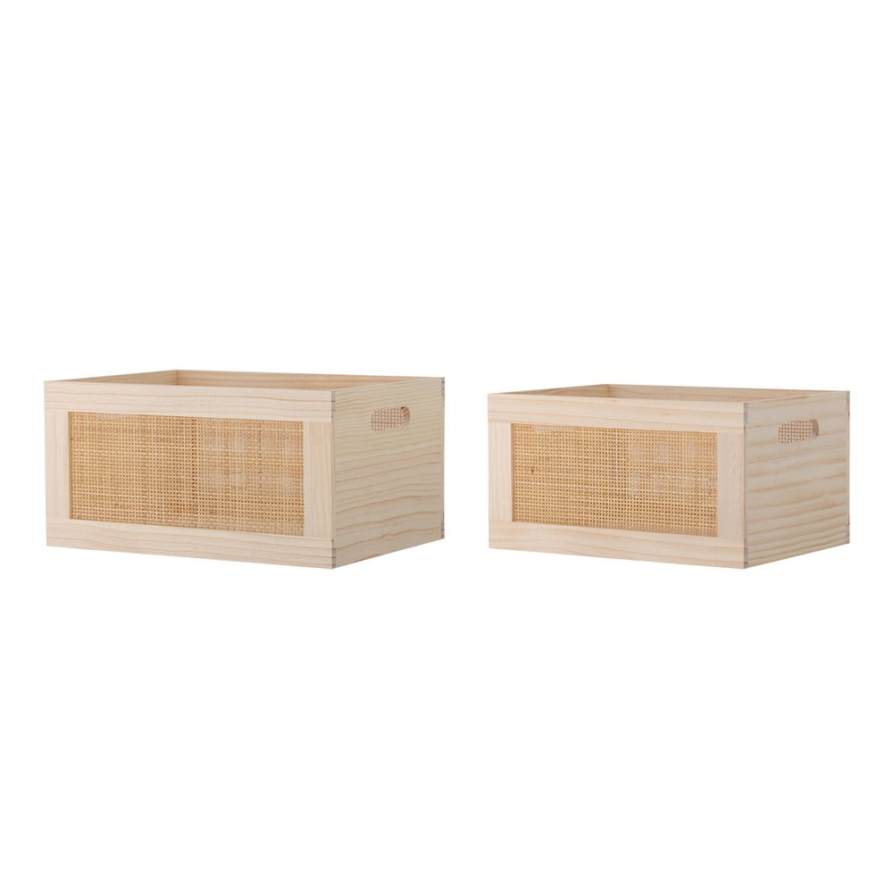 Cutii de depozitare în culoare naturală 2 buc. din lemn decorative 39x29x20 cm Piana – Bloomingville