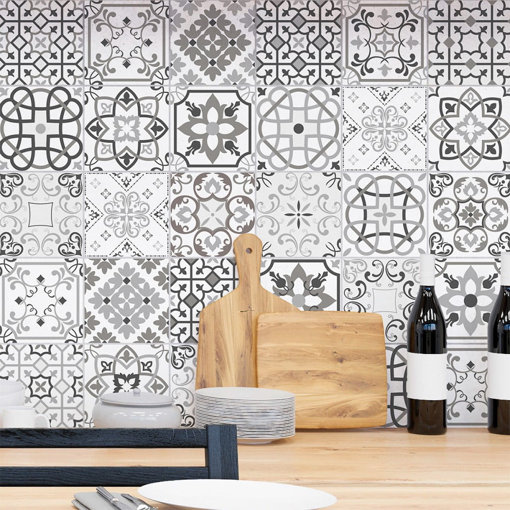 Set 30 autocolante Ambiance Cement Tiles Shade of Gray Bari, 10 x 10 cm Ambiance imagine 2022