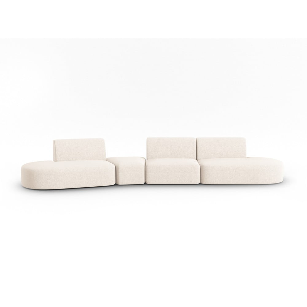 Canapea bej cu tapițerie din chenille cu colț pe partea stângă 428 cm Paolo – Milo Casa